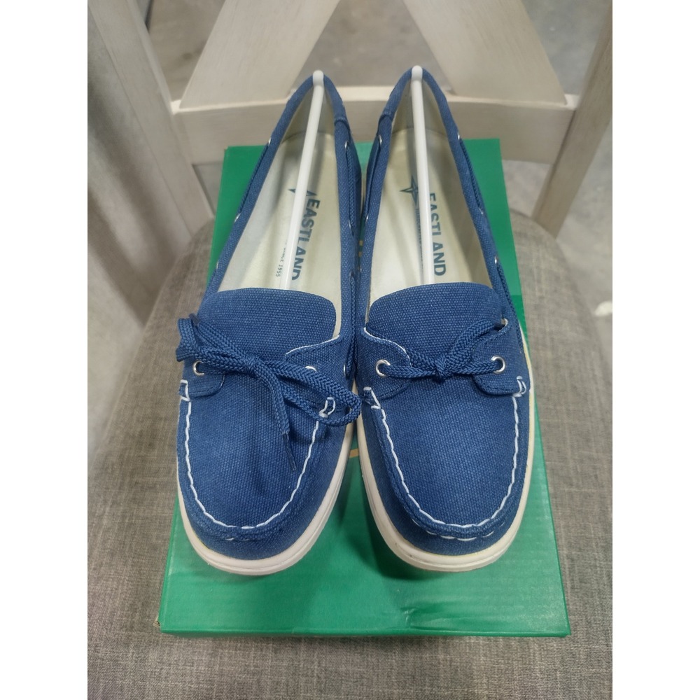 Eastland Sunset Womens Navy Canvas Boat Shoes Loafers 2438-36M Size 8.5 Medium